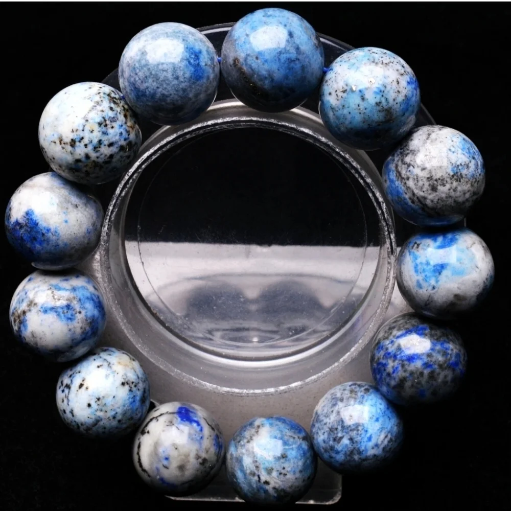 16.6mm Natural Royal Blue Lapis Lazuli Crystal Gemstone Round Beaded Bracelet